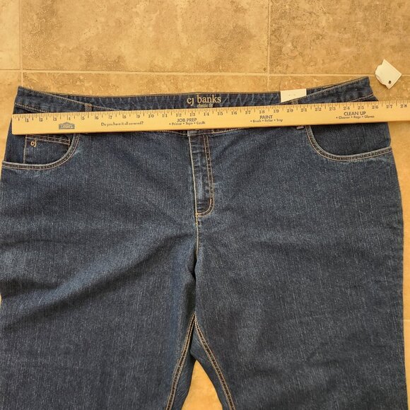 NWT CJ Banks Stretch Mid Rise Classic Fit Jeans 32W Petite 52x28 Blue NEW - Picture 5 of 12